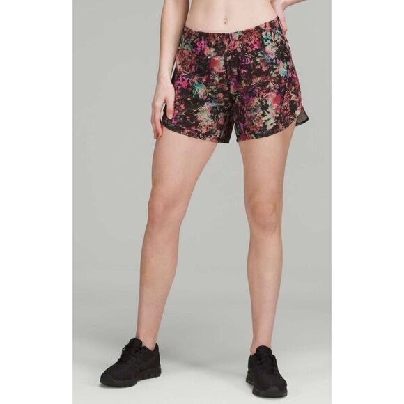 Lululemon Track That Mid-Rise Lined Short 5" in Stencil Blossom Red Multi - Picture 1 of 15